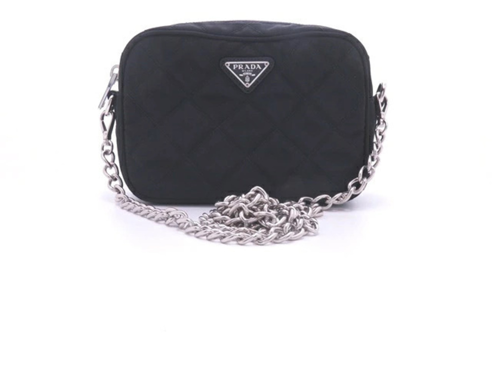Prada Chain Bag Shoulder Tessuto Quilted Black